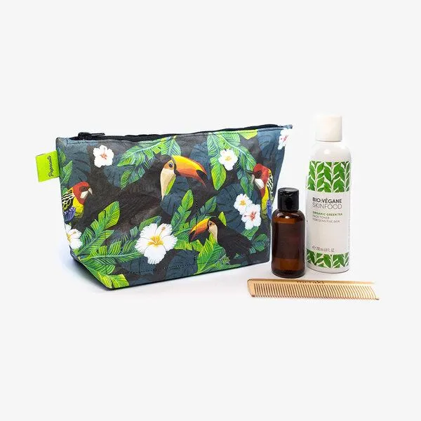 paprcuts paprcuts Kulturbeutel, Tucano & parrot (grün), – Produktbild 1 von 3