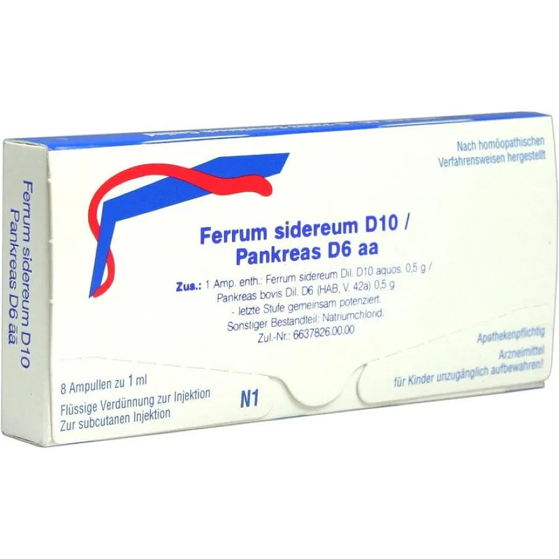 Weleda WELEDA FERRUM SIDEREUM D 10/Pankreas D 6 aa Ampullen 8X1 ml Ampullen – Produktbild 1 von 1