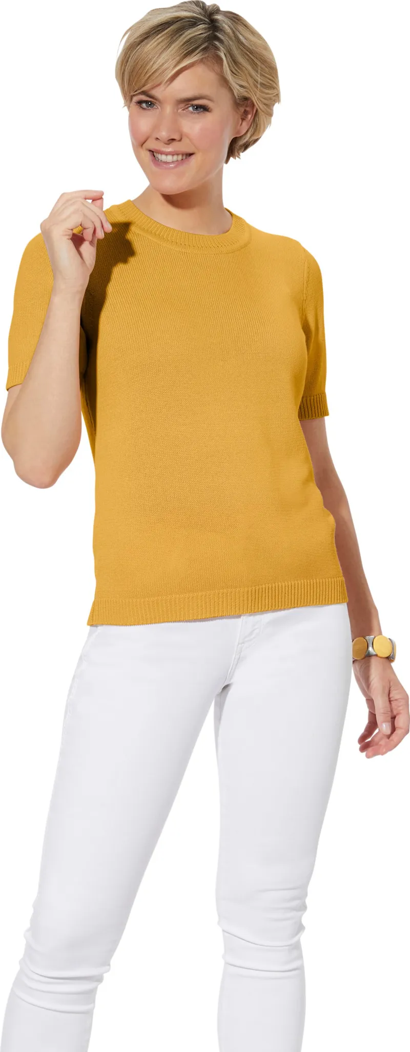 Witt Kurzarmpullover, Maisgelb, – Produktbild 2 von 2