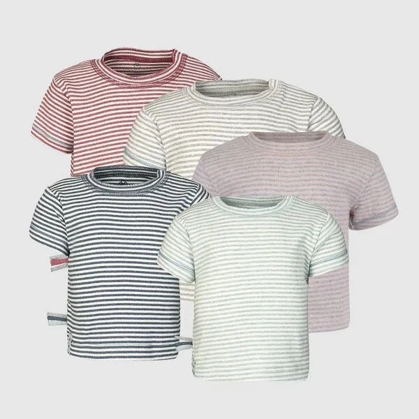 OrganicEra Baby S/S T-shirt Gestreift 'OrganicEra' aus Bio-Baumwolle, Bordeaux melange (rot), – Produktbild 4 von 4