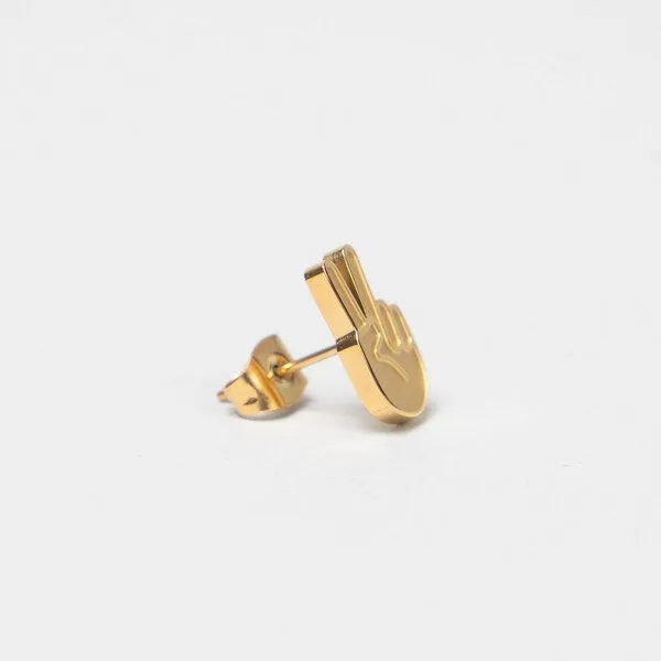 Fyngers Fyngers Ohrstecker aus chirurgischen Edelstahl hochglanzpoliert PEACE, Gold, – Produktbild 4 von 6