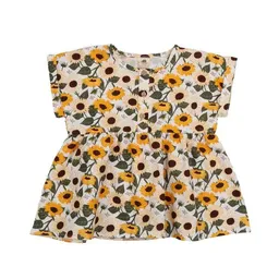 Walkiddy Walkiddy Mädchen Bluse GOTS zertifiziert, Bio-Baumwolle, „Sunflowers“, Blumenmuster, Kurzarm, leicht & weich – Produktbild 1 von 1