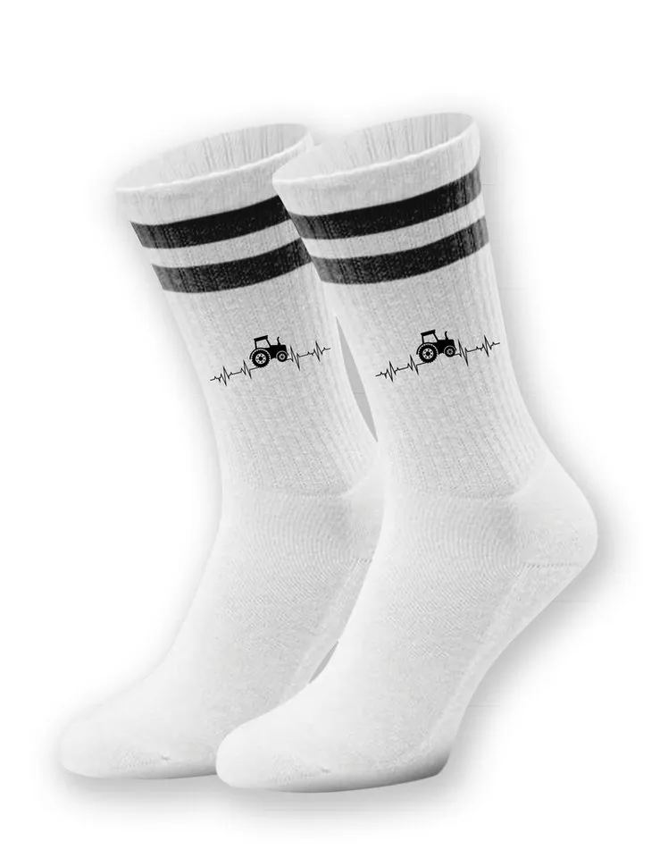 Youth Designz Tennissocken Unisex Socken "Heartbeat Traktor" Aufdruck lustig Geschenk Statement mit verstärkter Verse und Zehenbereich, Schwarz, – Produktbild 1 von 5