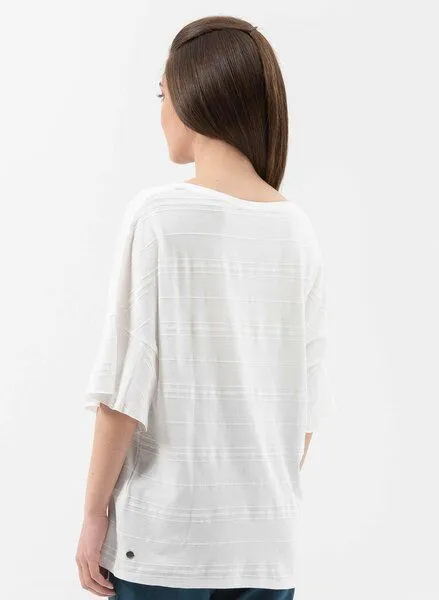ORGANICATION ORGANICATION T-Shirt aus Bio-Baumwolle mit Volant-Ärmeln, White, – Produktbild 4 von 4