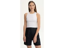 MELA MELA Bio-Damen-Cropped-Rippstrick-Tanktop "PRISHA" mit Rundhalsausschnitt, weiß, Gr. M – Produktbild 1 von 1