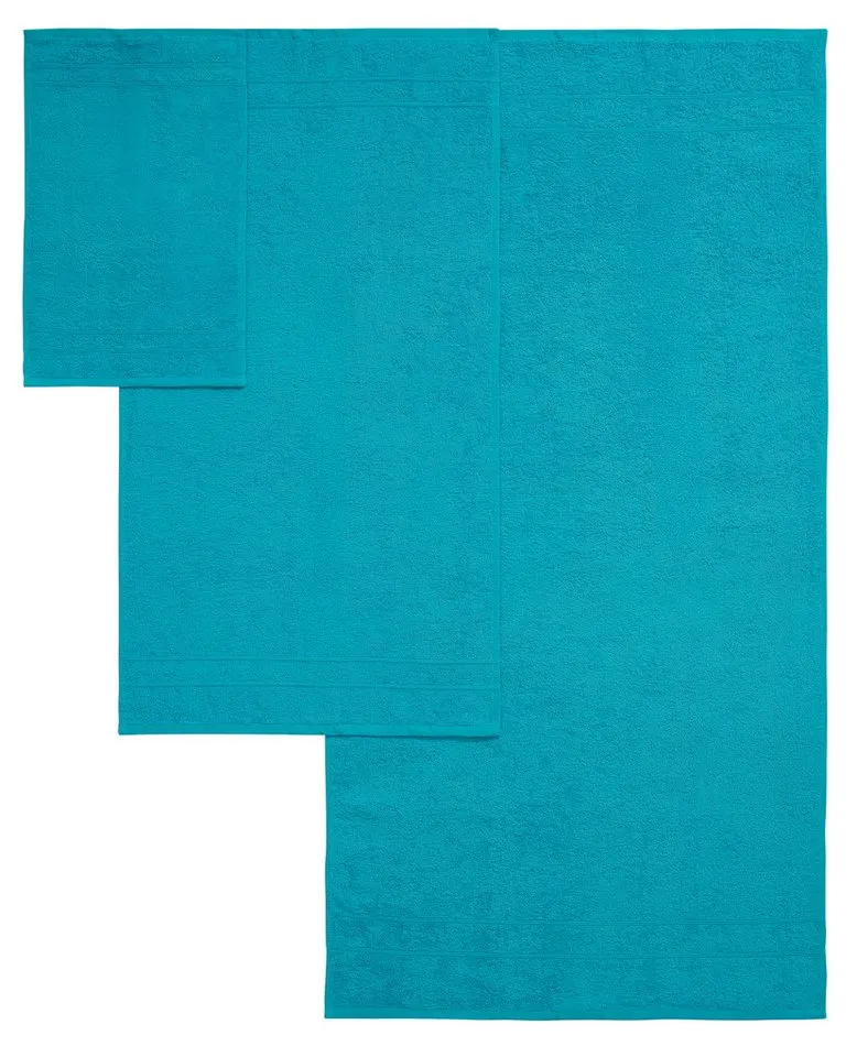 OTTO home Handtuch Set Inga, 3 Qualitäten, Duschtücher, Handtücher, Gästetücher, Seiftücher, Walkfrottier (10-St), Handtücher mit feiner Bordüre, 100% Baumwolle, Blau, – Produktbild 8 von 8
