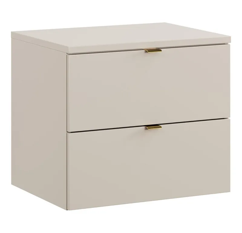 Lomadox Waschbeckenschrank DURANGO-56 Waschtischunterschrank 60cm, kaschmir, 2 Schubladen, Softclose, Braun, – Produktbild 1 von 5