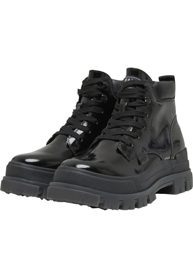 Buffalo Buffalo ASPHA LACE UP MID - VEGAN PATENT Stiefel, Schwarz, – Produktbild 1 von 5