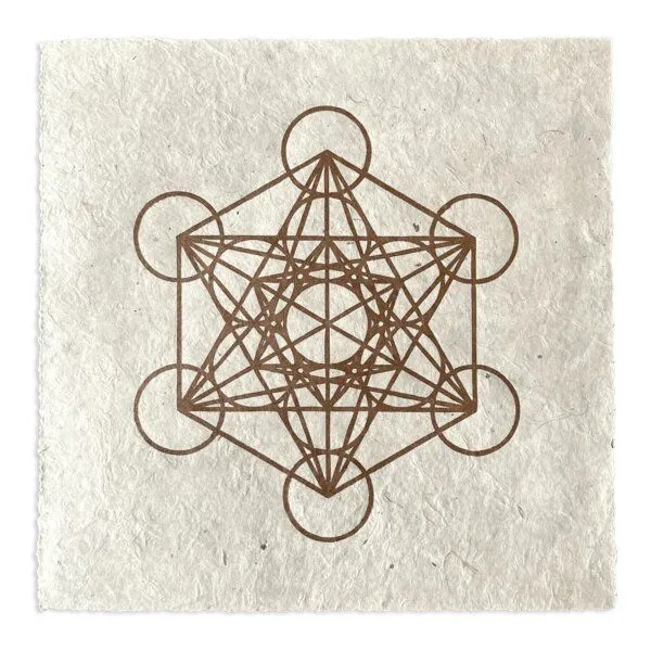 Veskor Cassiopeia Veskor Cassiopeia METATRON WÜRFEL Heilige Geometrie Linoldruck | 22 × 22 cm | Kupfer auf Naturweiß – Produktbild 1 von 4