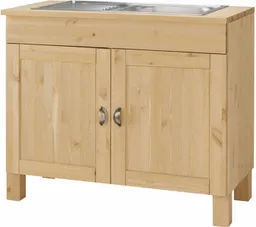 Home affaire Spülenschrank Oslo 100 cm breit, in 2 Tiefen, inklusive Einbauspüle aus Edelstahl – Produktbild 1 von 1