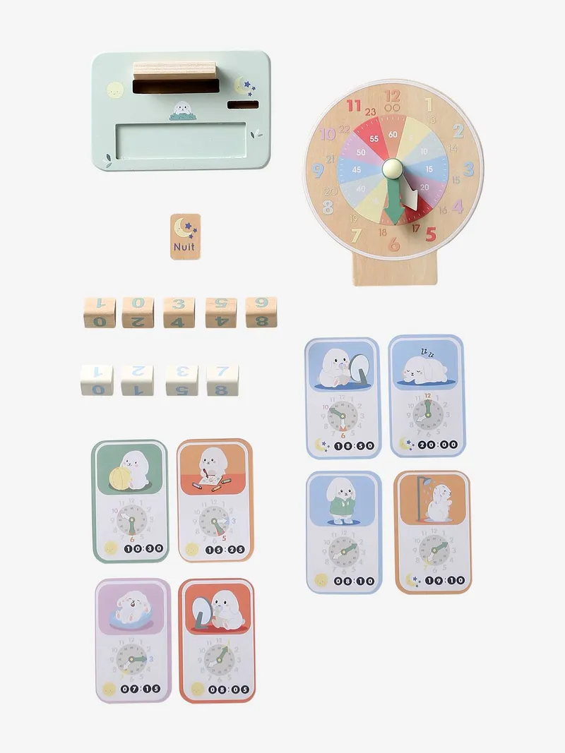 Vertbaudet Vertbaudet Lernuhr aus Holz FSC® Kinder, Braun, – Produktbild 3 von 3
