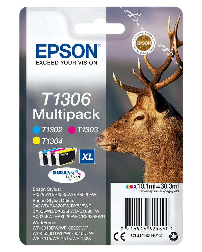 Epson Epson 3er Set Tintenpatronen T1306 cyan, magenta, gelb – Produktbild 1 von 3