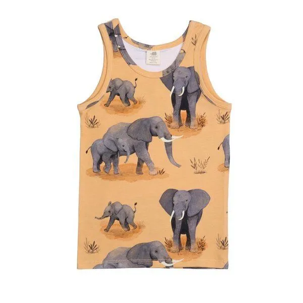 Walkiddy Walkiddy Elephant Family - Nachhaltiges Orange Unterhemd - Umweltfreundlich & Allergikerfreundlich – GOTS zertifiziert – Produktbild 1 von 2