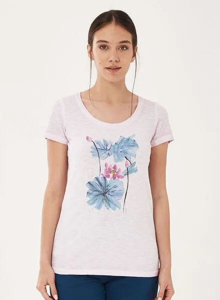 ORGANICATION ORGANICATION Garment Dyed T-Shirt aus Bio-Baumwolle mit Blumen-Print, Lavender, – Produktbild 1 von 4