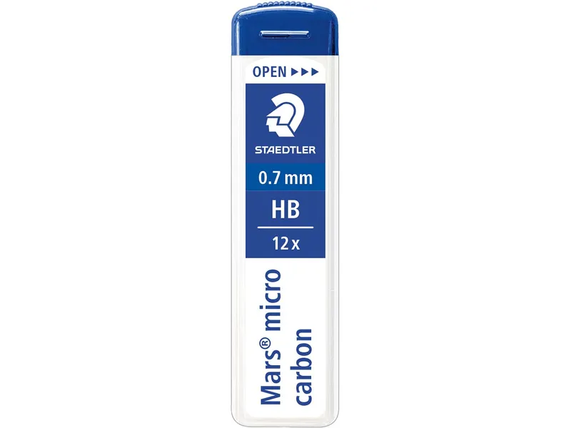 Staedtler Staedtler Ersatzminen für Druckbleistifte 'Mars micro carbon' Ø 0,7 mm, 12 Stk., HB – Produktbild 1 von 2