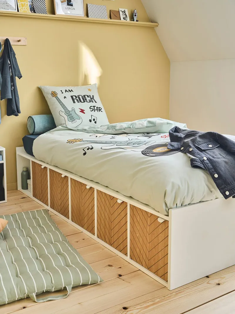 Vertbaudet Kinderbett SQUARE mit 6 Fächer 90x190 cm, Weiß, – Produktbild 3 von 4