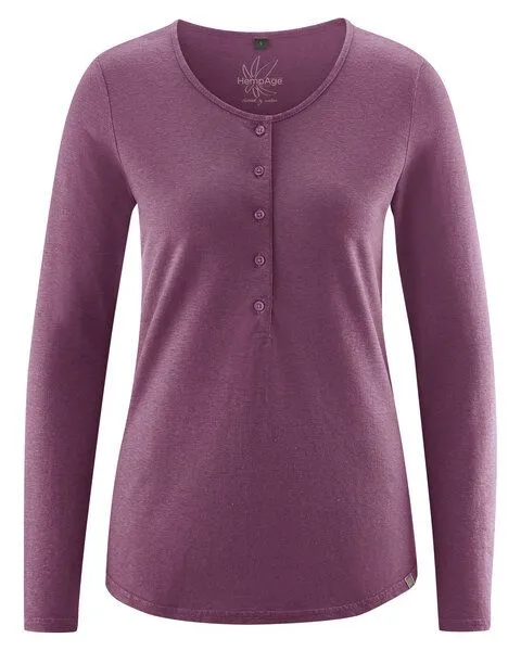 HempAge HempAge Damen Longsleeve Hanf/Bio-Baumwolle, Purple, – Produktbild 3 von 4