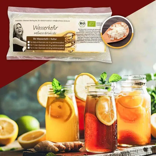 Wellness-Drinks Bio Wasserkefir mit Kefirkristallen (mittel) – Produktbild 2 von 4