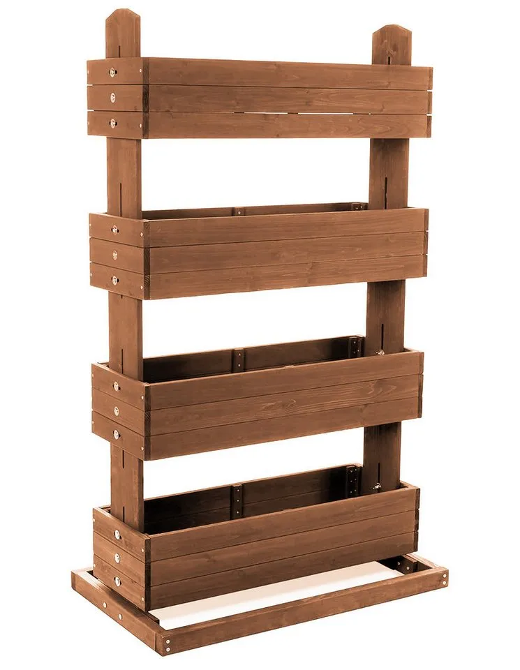 matrasa Hochbeet CUBE 4 - Vertikales Beet für Terrasse Balkon & Garten Braun, mit 4 Etagen und beweglichen Kästen, Braun, – Produktbild 5 von 5