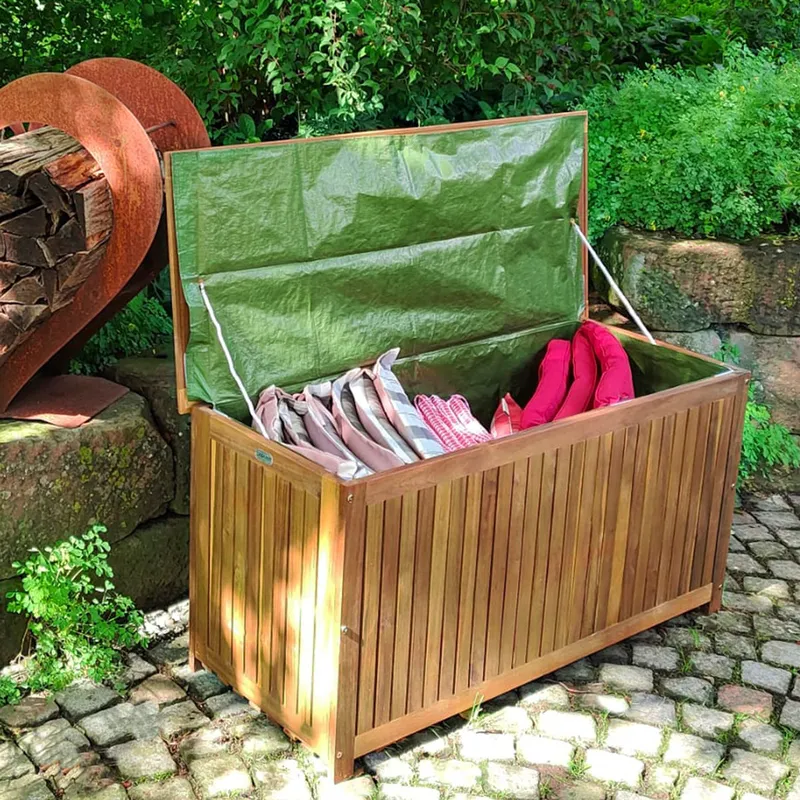 Casaria® Gartenbox Akazienholz 115x50x59cm mit Innenplane wetterfest 205L, Braun, – Produktbild 1 von 2