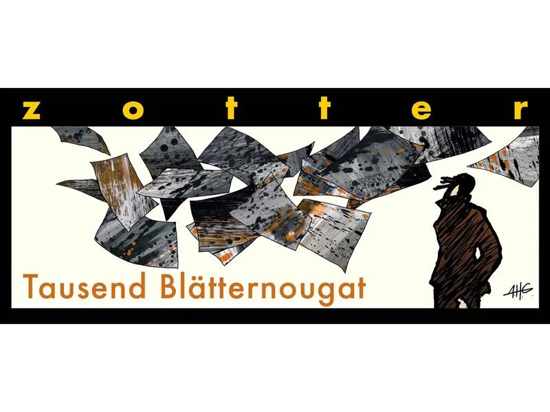 Zotter Zotter Bio-Schokolade Handgeschöpft mit individuell gest. Banderole, Blätternougat 70 g – Produktbild 1 von 1
