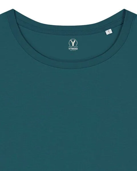YTWOO YTWOO Damen-Scoop-Neck-T-Shirt aus Bio-Baumwolle, Türkis, – Produktbild 4 von 4