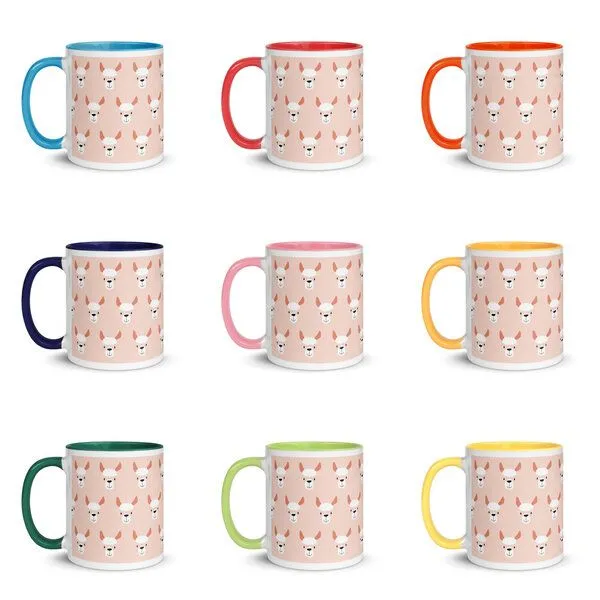 PepMelon Lama Tasse mit Farbe innen, Be Llamazing, lustige Lama Weihnachtstasse, Orange, – Produktbild 2 von 4