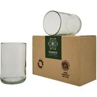 Chako Zanzibar Upcycling Trinkgläser - 2er Set Grün & Klar - Weinflasche - Chako Zanzibar – Produktbild 1 von 1
