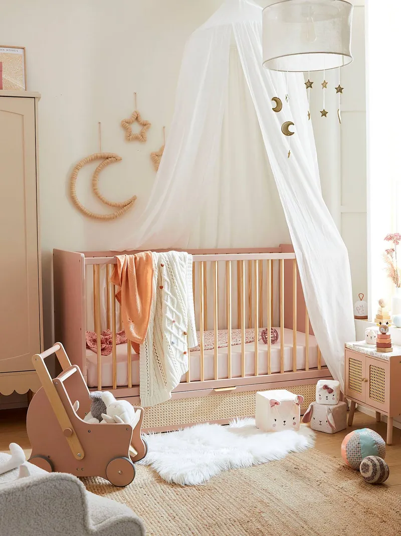 Vertbaudet Mitwachsendes Babybett POESIE 70x140 cm, Rosa/braun, – Produktbild 4 von 4