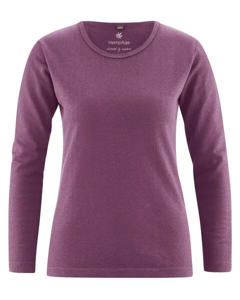 HempAge HempAge Langarmshirt Basic Hanf/Biobaumwolle, Purple, – Produktbild 2 von 2