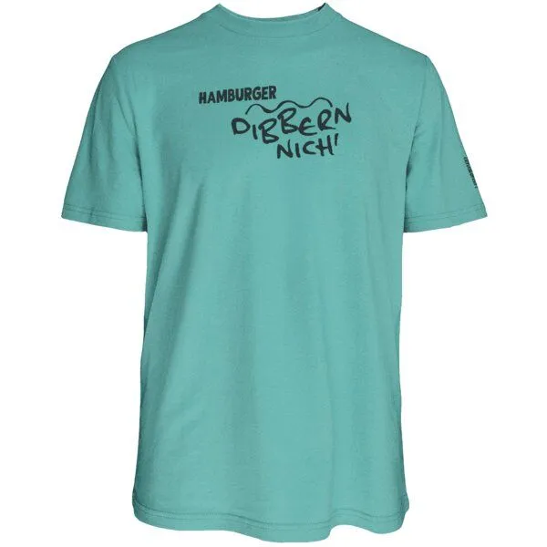 Spirit of Hamburg Spirit of Hamburg Biobaumwoll T-Shirt mit Spruch „Hamburger dibbern nich‘“, Türkis, – Produktbild 1 von 3