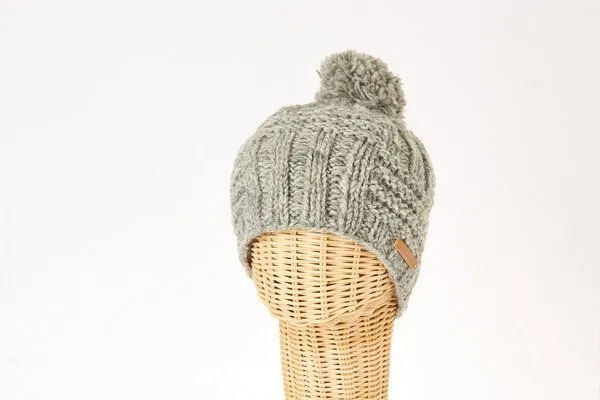 short'n'pietz short'n'pietz Schurwollmütze mit Schachbrettmuster und Bommel, Hellgrau, – Produktbild 1 von 1