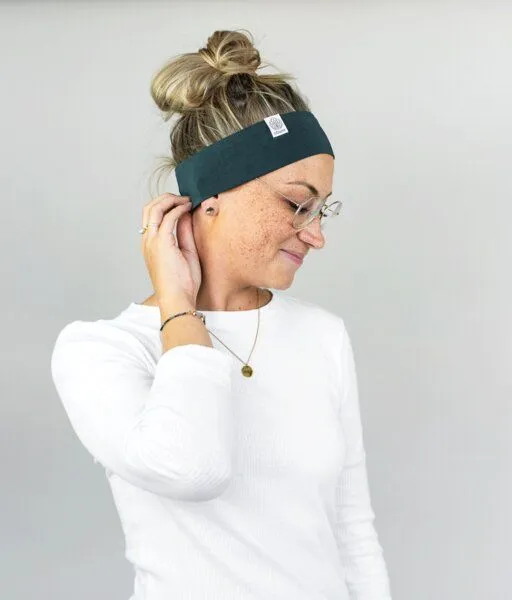 obumi obumi STIRNBAND SCHMAL AUS BIO JERSEY IN VIELEN FARBEN, Petrol, – Produktbild 2 von 4