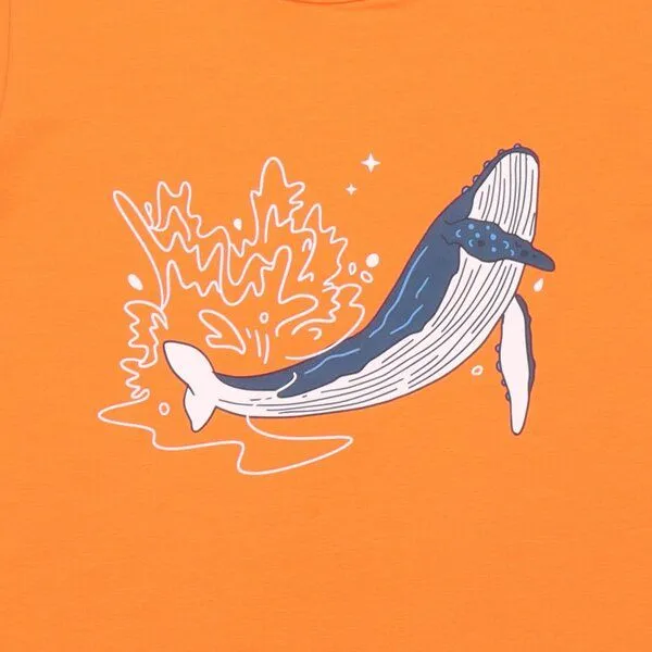 Walkiddy Walkiddy Kinder T-Shirt – Orange mit Walmotiv, Kurzarm, weich & bequem, sommerlich, gut kombinierbar, Blau, – Produktbild 2 von 3