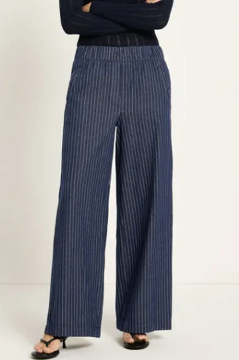 LANIUS Lanius Damen vegan Hose Gestreift Marineblau Weiß, Extra dunkelblau, – Produktbild 2 von 2