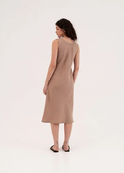 AmourLinen AmourLinen Ines Midi-Kleid aus Leinen, Rosabraun, – Produktbild 2 von 4