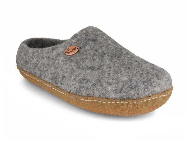 WoolFit WoolFit Barfuß-Hausschuhe handgemacht mit Naturgummisohle für Damen und Herren, Steingrau, – Produktbild 1 von 4