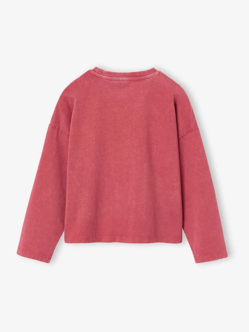 Vertbaudet Shirt mit Glitzerdetails und Used-Effekt Mädchen, Altrosa, – Produktbild 2 von 3