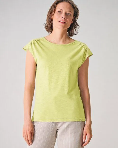 HempAge HempAge Damen T-Shirt mit rückseitigem Cut Out Hanf/Biobaumwolle, Lind(grün), – Produktbild 2 von 4