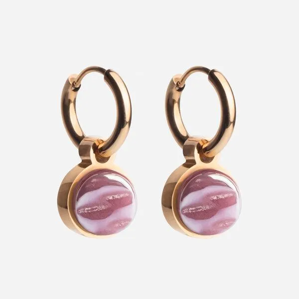 ALEXASCHA ALEXASCHA Roségold Creolen mit Anhänger | Mix & Match, Quarzrosa, – Produktbild 1 von 4
