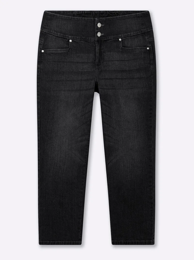 sheego High-waist-Jeans black denim, Black denim, – Produktbild 1 von 2