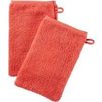 HANS NATUR Waschhandschuh Bio-Baumwolle 2er Set koralle Maße 15 x 23 cm – Produktbild 1 von 1