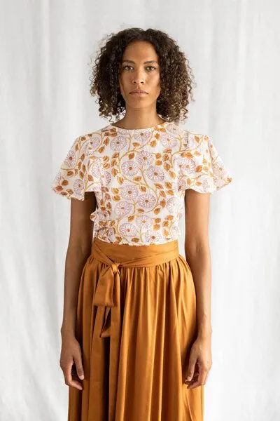 Jyoti - Fair Works Jyoti - Fair Works Bio-Baumwoll Wickelbluse Neeraj, Blumen, – Produktbild 2 von 4