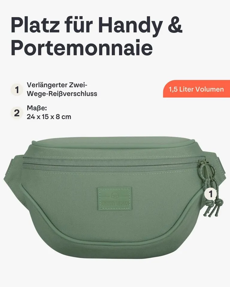 Johnny Urban Gürteltasche Ben Bauchtasche Damen Herren Wasserabweisend (1-tlg), Größenverstellbar, Wasserabweisend, Grün, – Produktbild 3 von 5
