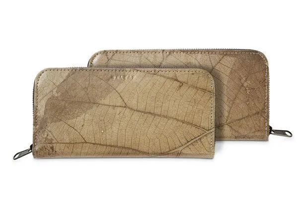 BELEAF BELEAF Großes veganes Portemonnaie "BIG LEAF" aus Blattleder, Cashew beige, – Produktbild 2 von 4