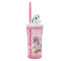 Unicorn Unicorn Trinkflasche Trinkbecher 3D Kinderbecher & Strohhalmbecher 360 ml – Produktbild 1 von 1