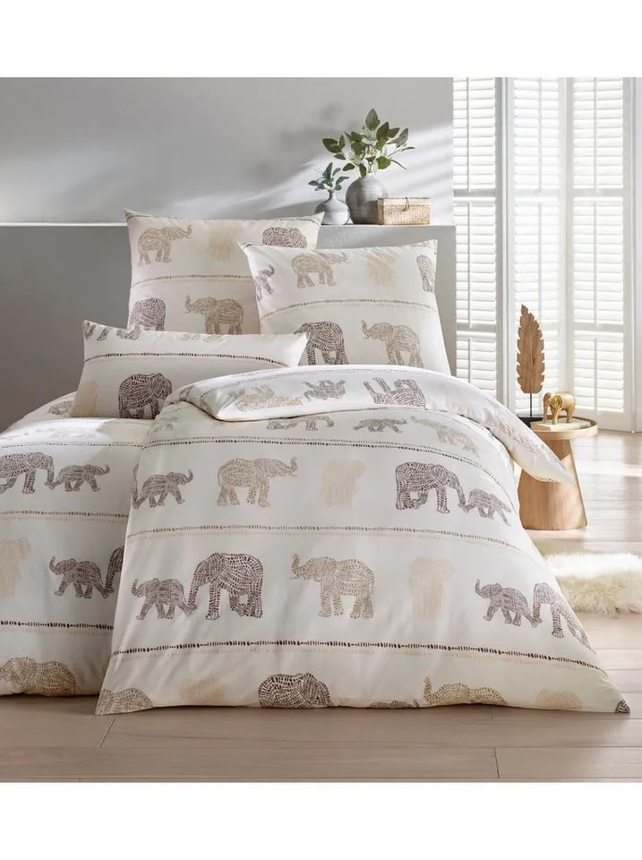 heine heine Bettwäsche Bettwäsche, Renforcé, 2 teilig, Renforcé, Braun, – Produktbild 2 von 4