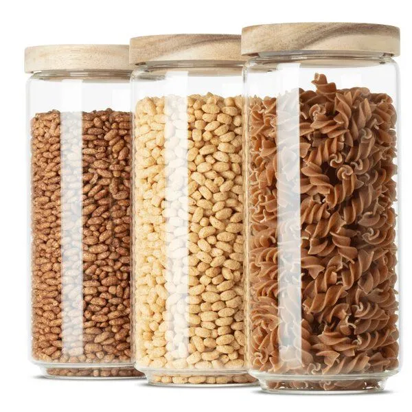 Econovo Econovo Vorratsgläser mit Holzdecke | 1000ml (Set 3-tlg.) | Kollektion Rund – Produktbild 1 von 4