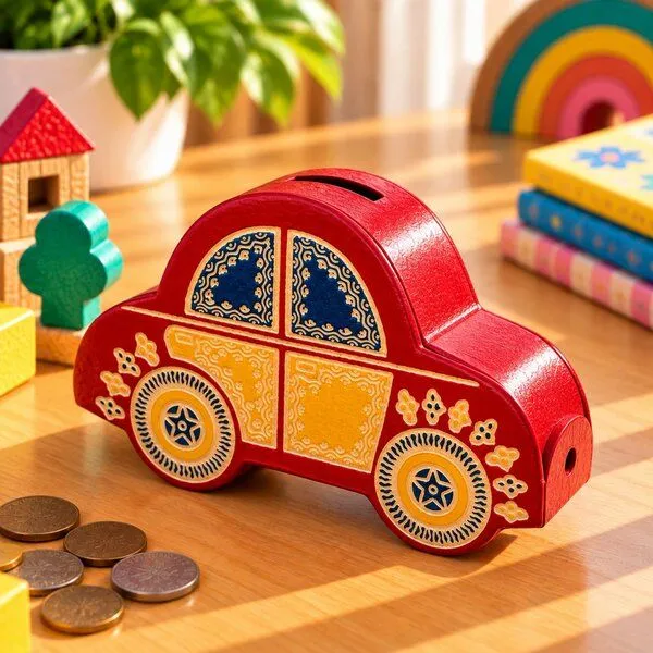 Janselo Auto Kinder-Spardose aus Shanti-Leder in Rot – Produktbild 2 von 4