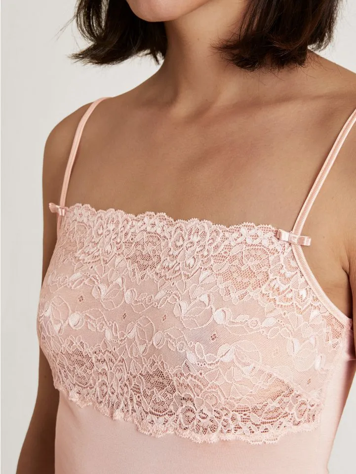 CALIDA CALIDA Spaghettitop Sensual Secrets semitransparente Spitze, Viskose-Mix, Single Jersey, elastisch, weich, Rosa, – Produktbild 5 von 5